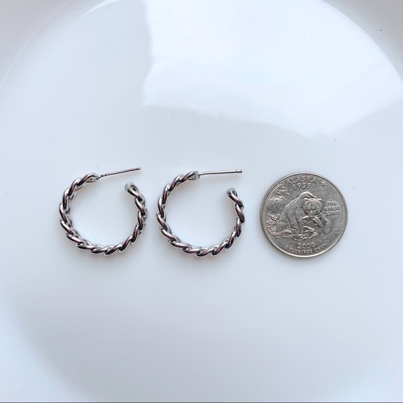 SILVER HOOP EARRINGS CHAIN HOOPS​​​​​​​​​​​​​​​​​​​​​​​​​​ - Picture 4 of 7